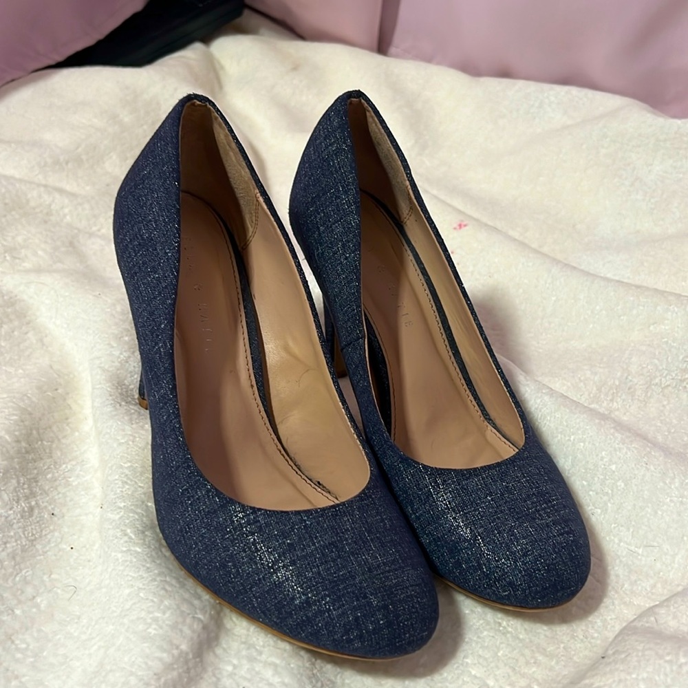 High heels Jean material by Kelly and Katie. 2.5 inch heel.